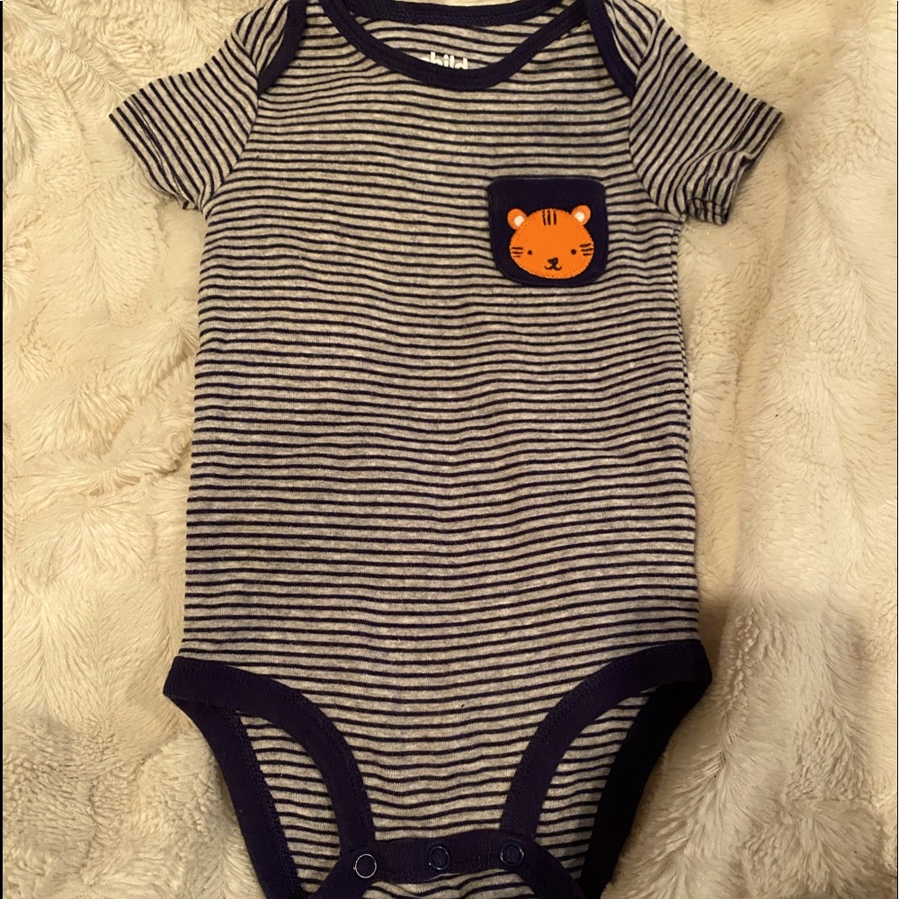Grey and navy tiger onesie!